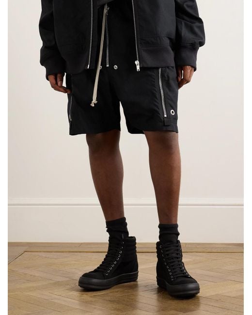 Rick Owens Black Vintage Suede-Trimmed Canvas High-Top Sneakers for men