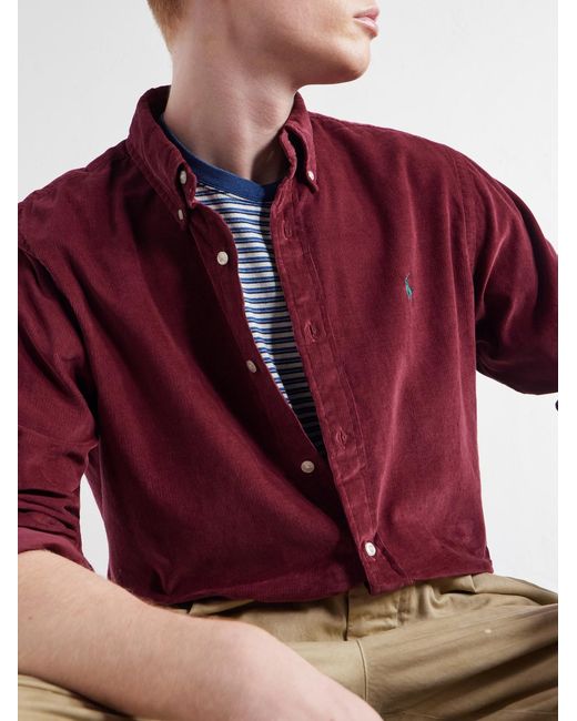 Polo Ralph Lauren Button-Down Collar Logo-Embroidered Cotton-Corduroy Shirt for men