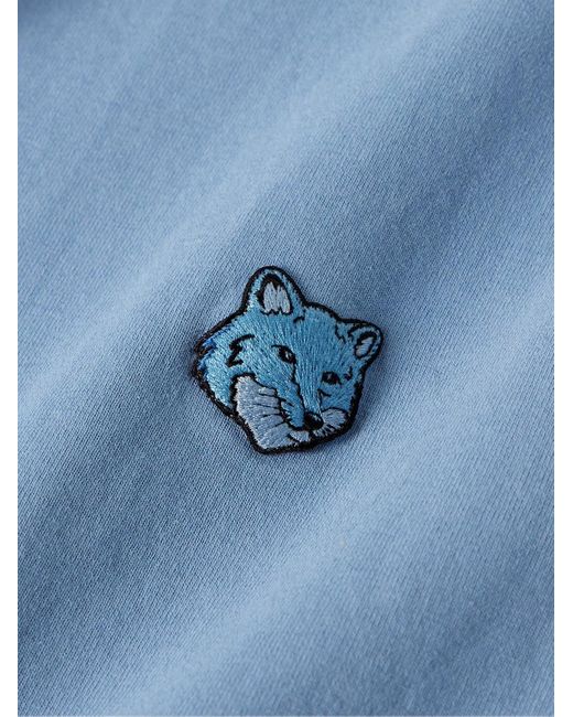 Maison Kitsuné Blue Logo-appliquéd Cotton-jersey T-shirt for men