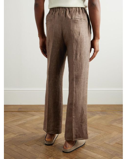Piacenza 1733 Brown Straight-Leg Linen Trousers for men