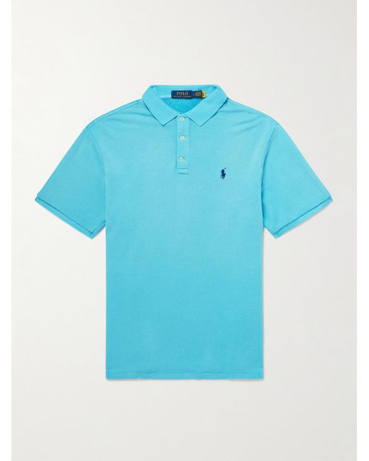 Polo Ralph Lauren Blue Cotton-Blend Jersey Polo Shirt for men