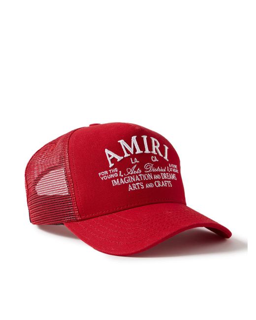 Amiri Arts District Logo-Embroidered Cotton-Canvas And Mesh Trucker Cap for men