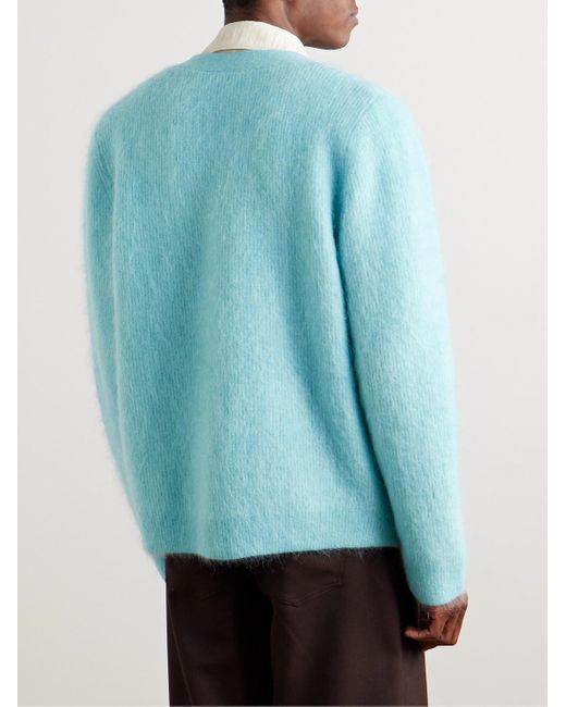 Séfr Kaito Cardigan aus einer Mohairmischung in Rippstrick in Blue für Herren