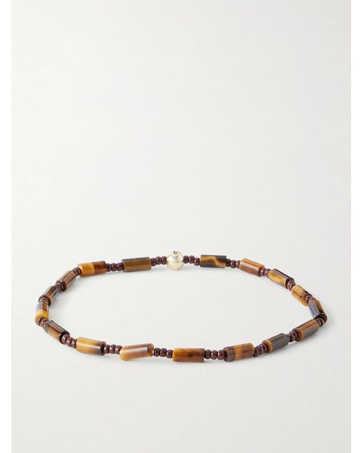 Luis Morais Natural 14-Karat Tiger's Eye Beaded Bracelet for men