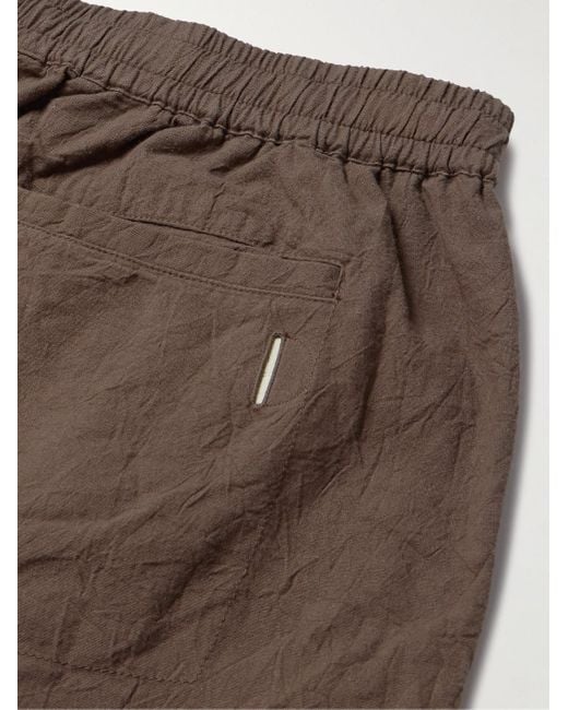 Pantaloni a gamba affusolata in cotone increspato Assembly di Folk in Brown da Uomo