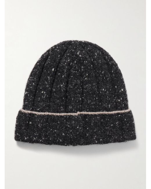 Brunello Cucinelli Beanie aus Kaschmir in Rippstrick in Black für Herren