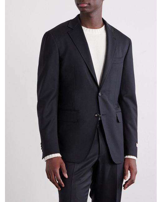 Canali Black Kei Wool-Blend Twill Suit Jacket for men