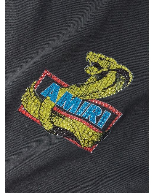 Amiri Blue T-Shirt With Print And Shimmering Appliqués for men
