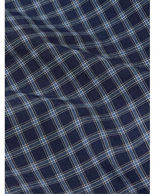 Peter Millar Blue Orton Button-Down Collar Checked Woven Shirt for men