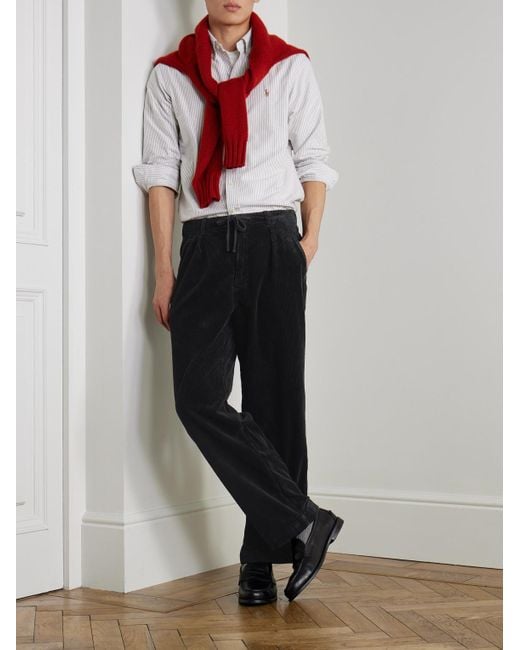 Polo Ralph Lauren Easy gerade geschnittene Hose aus Baumwollcord mit Kordelzugbund in Black für Herren