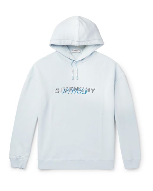 Givenchy Blue Logo-print Loopback Cotton-jersey Hoodie for men
