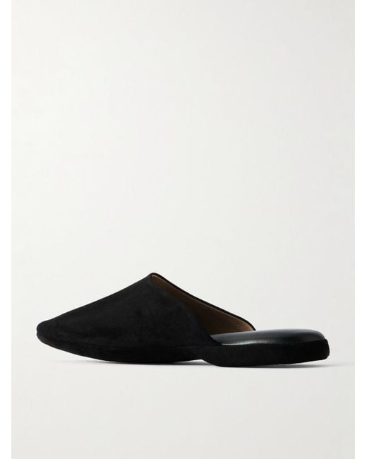 Charvet White Suede Slippers for men
