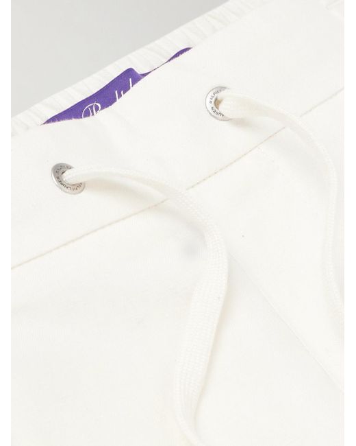 Pantaloni a gamba dritta in misto seta e lino con pinces Dorset di Ralph Lauren Purple Label in White da Uomo
