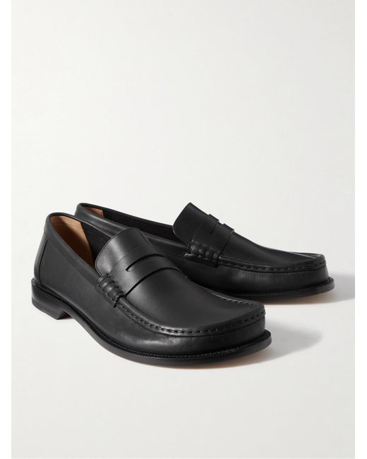 Loewe Black Campo Leather Penny Loafers for men