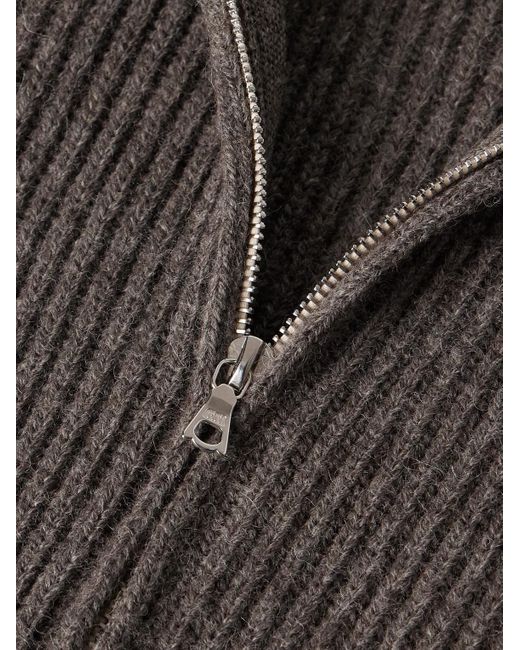 De Bonne Facture Gray Ribbed Wool And Alpaca-blend Zip-up Sweater for men