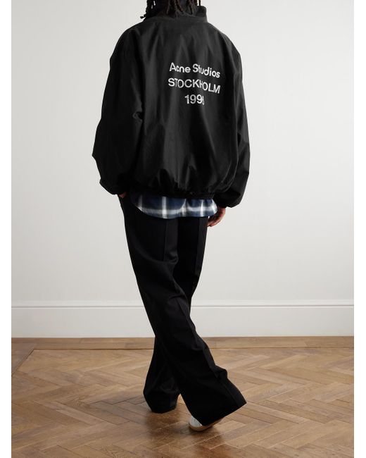 Acne Black Olando Logo-Print Cotton-Poplin Jacket for men