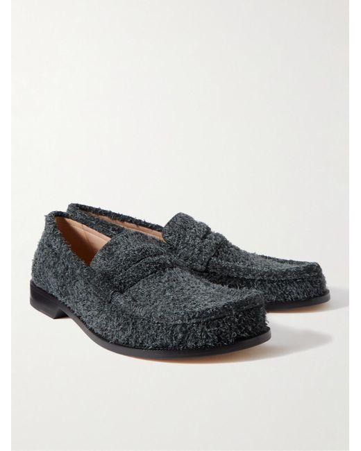 Loewe Black Campo Brushed-suede Penny Loafers for men