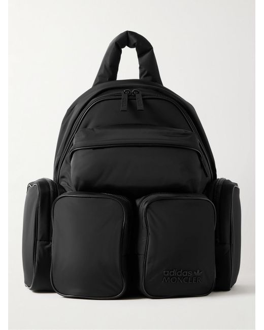 Moncler Genius Black Adidas Originals Leather-trimmed Padded Shell Backpack for men