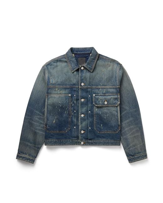 Givenchy Blue Distressed Denim Jacket for men