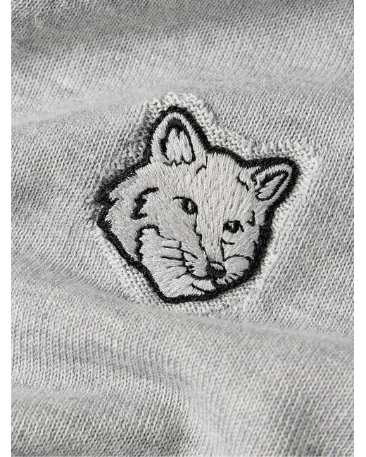 Cardigan slim-fit in cotone con logo applicato di Maison Kitsuné in Gray da Uomo