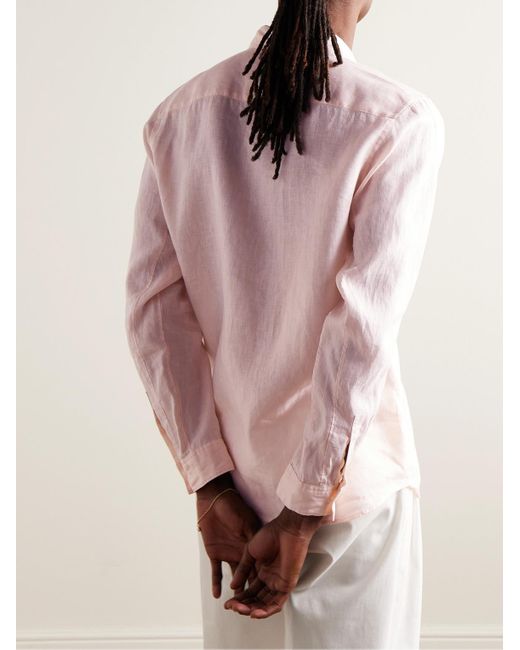 Camicia in lino Irving di Theory in Pink da Uomo