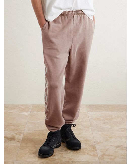CHERRY LA Pink Hollywood Tapered Printed Cotton-Fleece Sweatpants for men