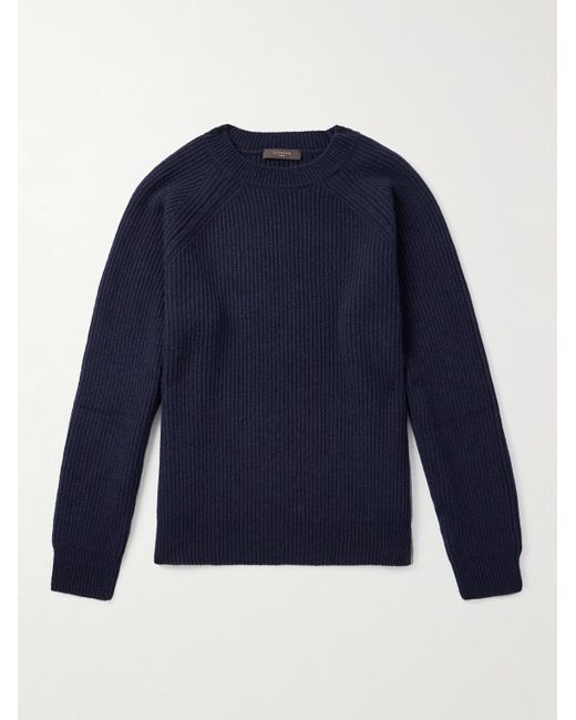 Incotex Zanone Ribbed Virgin Wool Sweater di Slowear in Blue da Uomo