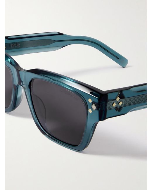 Dior Blue Cd Diamond S2i D-frame Acetate And Silver-tone Sunglasses for men