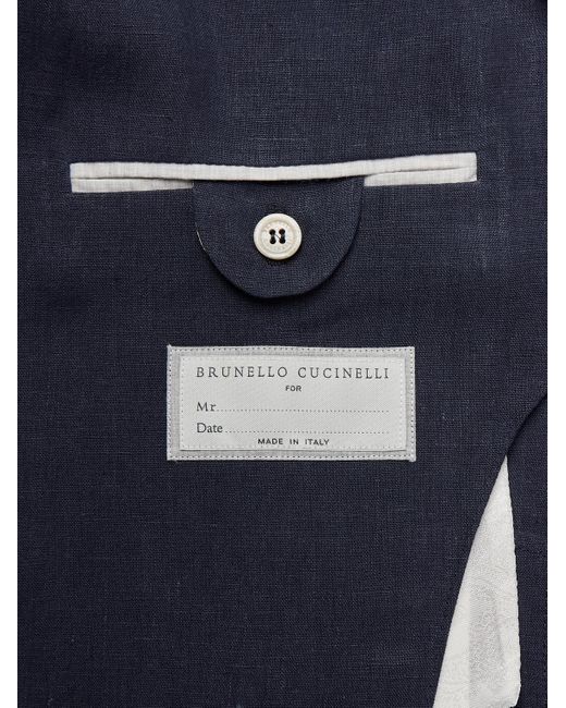 Brunello Cucinelli Blue Linen Suit Jacket for men