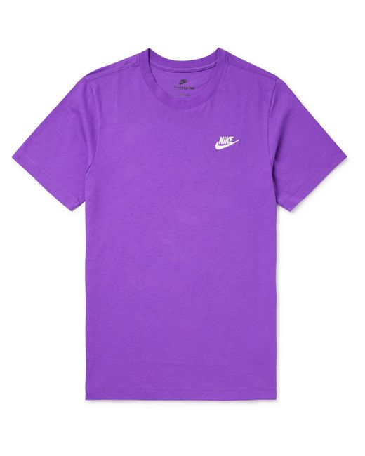 Nike Purple Sportswear Club Logo-embroidered Cotton-jersey T-shirt for men