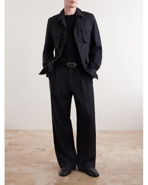 J. Mueser Black Safari Linen Jacket for men