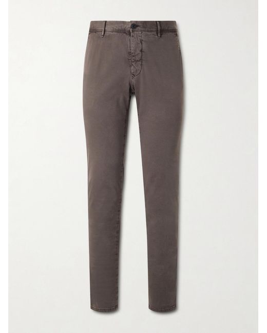 Slowear Gray Slim-fit Tapered Stretch-cotton Gabardine Trousers for men