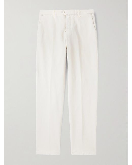 Kiton Schmal zulaufende Hose aus Twill aus einer Lyocell-Mischung in White für Herren