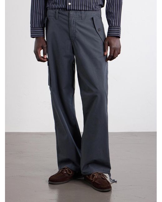 Jeanerica Blue Monti Straight-Leg Cotton Trousers for men