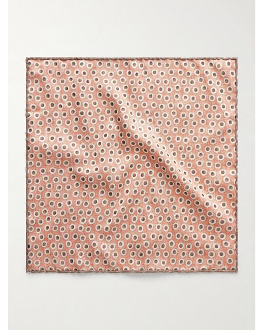Brunello Cucinelli Pink Polka-dot Silk Pocket for men