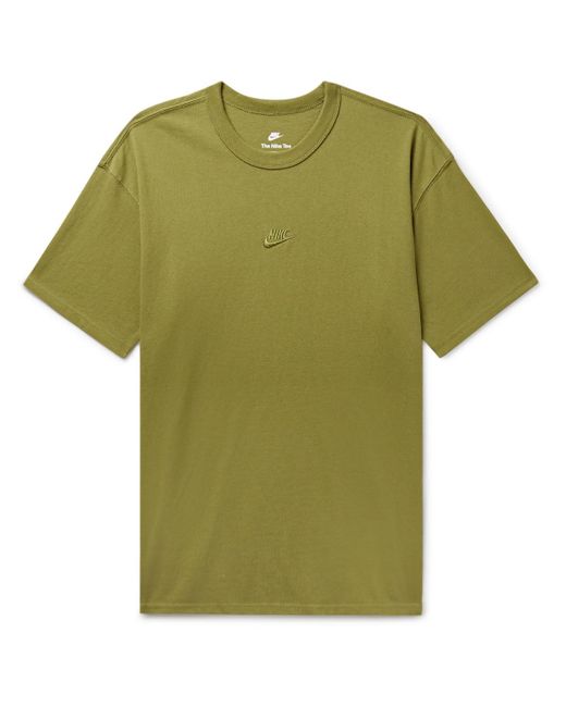Nike Green Sportswear Premium Essentials Logo-embroidered Cotton-jersey T-shirt for men