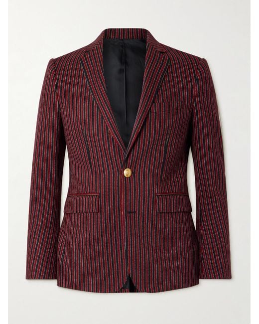 Céline Purple Embroidered Striped Wool And Lycra-Blend Blazer for men