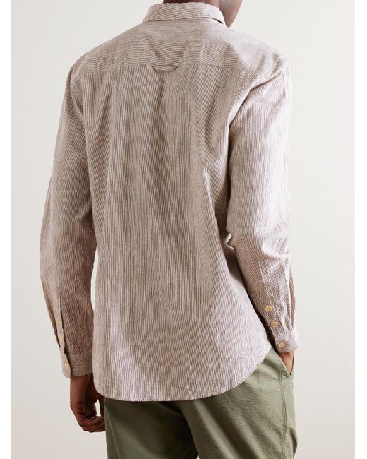 Folk Gray Button-down Collar Striped Cotton for men