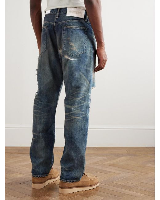 Neighborhood Blue Savage Wide-Leg Distressed Jeans for men