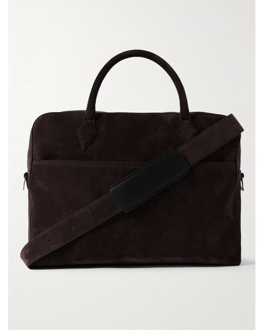 Metier Black Closer All Day Full-Grain Leather-Trimmed Suede Briefcase for men