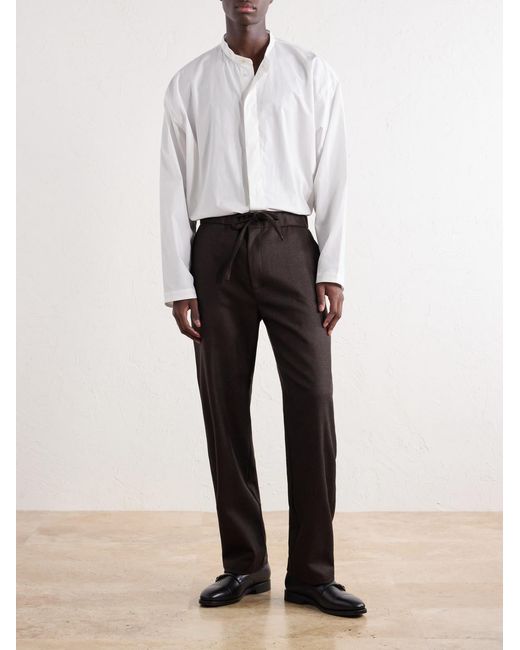 De Bonne Facture Black Lounge Straight-Leg Wool Drawstring Trousers for men