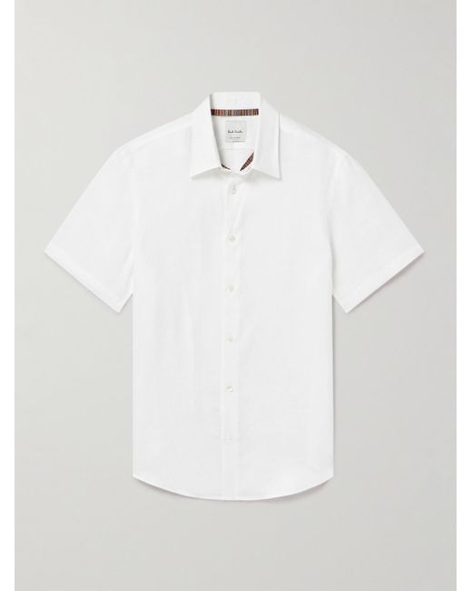 Paul Smith White Slim-fit Linen Shirt for men
