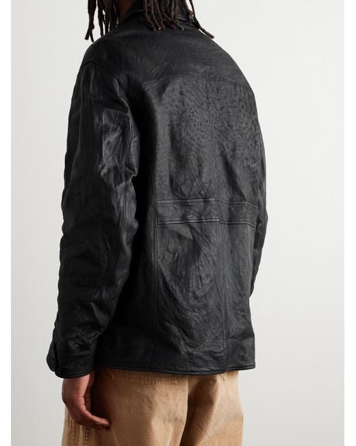 Visvim Black Crinkled-leather Jacket for men