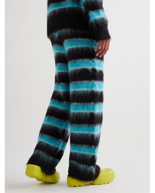 Marni Blue Straight-Leg Striped Mohair-Blend Drawstring Trousers for men