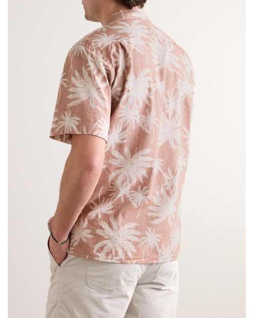 Hartford Pink Convertible-collar Printed Cotton Shirt for men