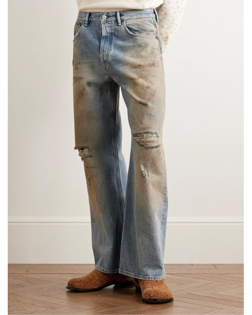 Acne Blue Straight-Leg Distressed Jeans for men