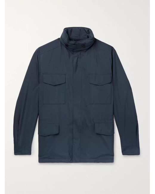 Loro Piana Blue Traveller Windmate Storm System Shell Hooded Field Jacket for men