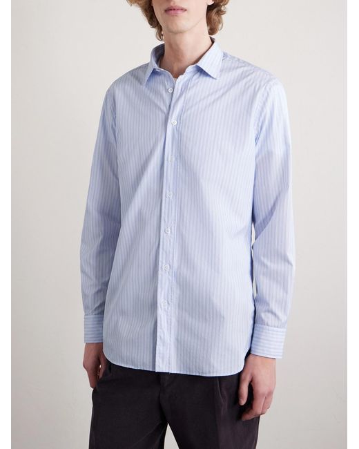 Lardini Blue Striped Cotton Shirt for men