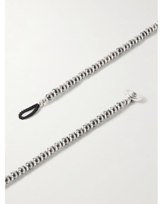 Collana in argento con perline di ematite di Mikia in White da Uomo