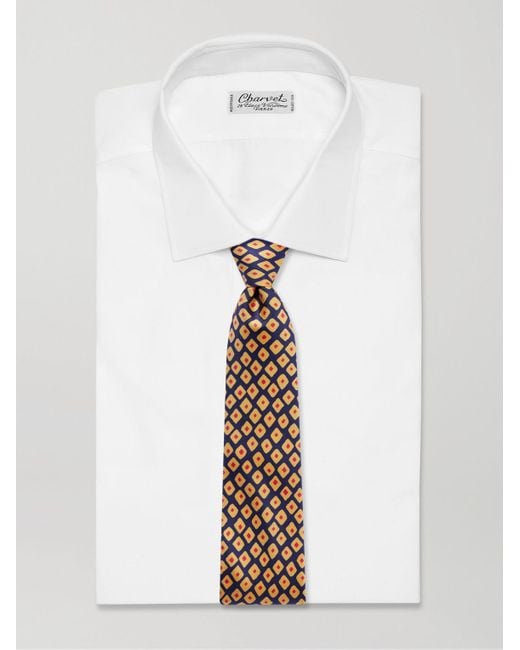 Cravatta in twill di seta stampata di Charvet in Yellow da Uomo